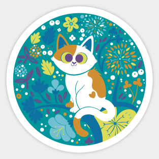 Floral Cat Sticker